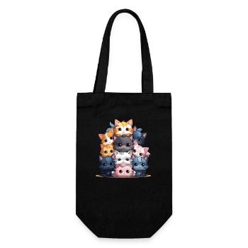 Chat - Style Kawaii - Sac à bouteille - noir - Devant