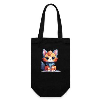Chat - Style Kawaii - Sac à bouteille - noir - Devant