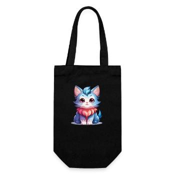 Katze - Kawaii Style - Geschenkbeutel für Flaschen - Schwarz - Vorne