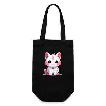 Katze - Kawaii Style - Geschenkbeutel für Flaschen - Schwarz - Vorne