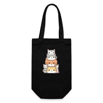 Katze - Kawaii Style - Geschenkbeutel für Flaschen - Schwarz - Vorne