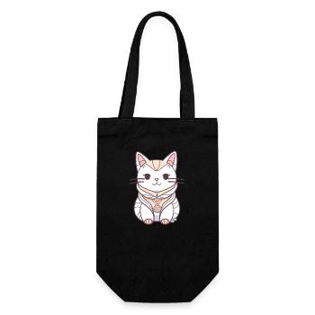 Chat - Style Kawaii - Sac à bouteille - noir - Devant