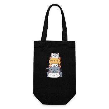 Katze - Kawaii Style - Geschenkbeutel für Flaschen - Schwarz - Vorne