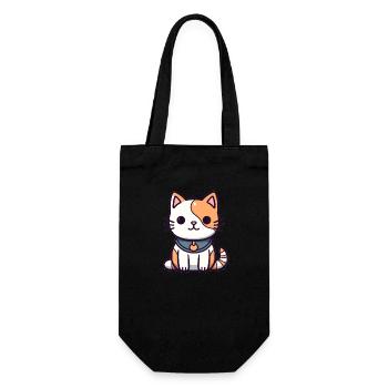 Katze - Kawaii Style - Geschenkbeutel für Flaschen - Schwarz - Vorne