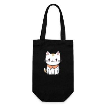Katze - Kawaii Style - Geschenkbeutel für Flaschen - Schwarz - Vorne