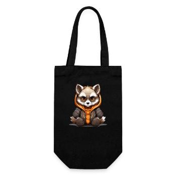 Raccoon - Kawaii Style - Gift Bag for Bottles - black - Front