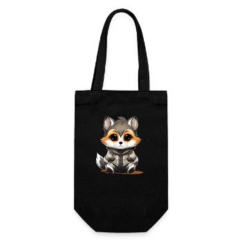Raccoon - Kawaii Style - Gift Bag for Bottles - black - Front