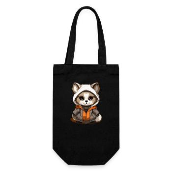 Raccoon - Kawaii Style - Gift Bag for Bottles - black - Front