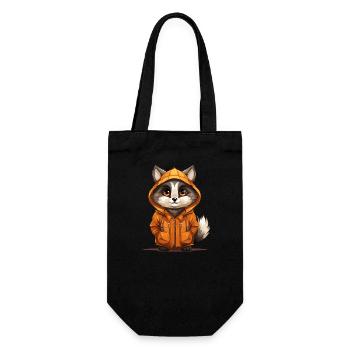 Waschbär - Kawaii Style - Geschenkbeutel für Flaschen - Schwarz - Vorne