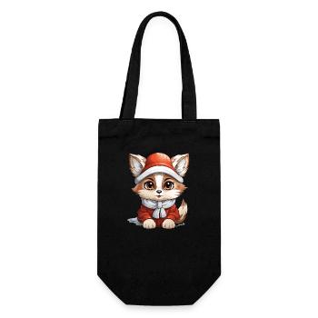 Fox Christmas Design - Kawaii Style - Gift Bag for Bottles - black - Front