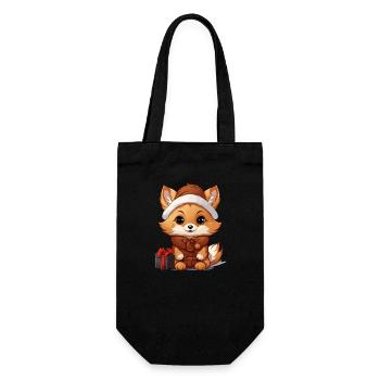 Fox Christmas Design - Kawaii Style - Gift Bag for Bottles - black - Front