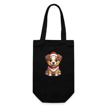 Dog Christmas Design - Kawaii Style - Gift Bag for Bottles - black - Front