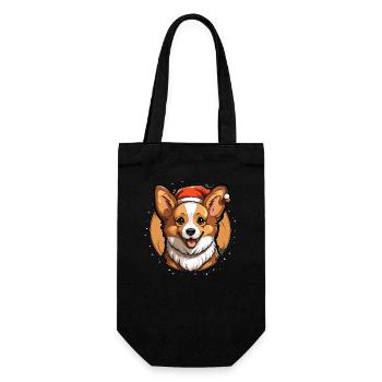 Dog Christmas Design - Kawaii Style - Gift Bag for Bottles - black - Front