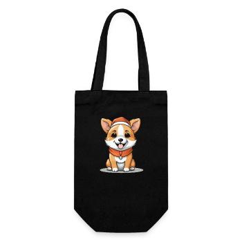 Dog Christmas Design - Kawaii Style - Gift Bag for Bottles - black - Front