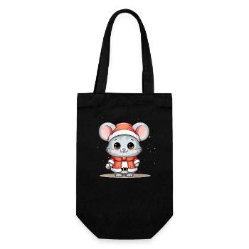 Mouse Christmas Design - Kawaii Style - Gift Bag for Bottles - black - Front