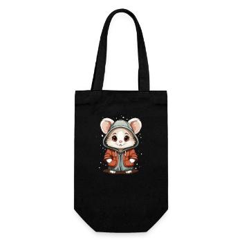Mouse Christmas Design - Kawaii Style - Gift Bag for Bottles - black - Front