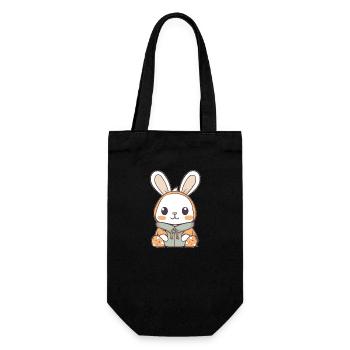 Hase - Kawaii Style - Geschenkbeutel für Flaschen - Schwarz - Vorne