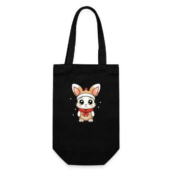 Design de Noël lapin - Style Kawaii - Sac à bouteille - noir - Devant