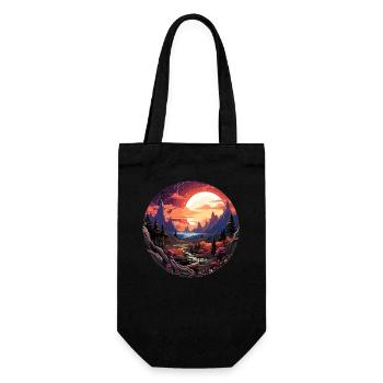 Landschaft - Illustration - Geschenkbeutel für Flaschen - Schwarz - Vorne