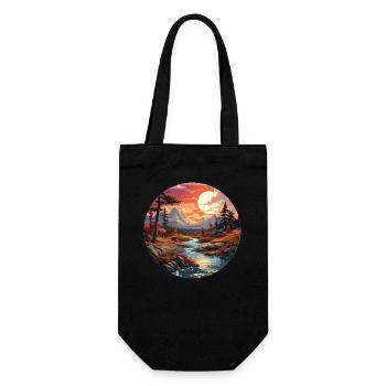 Landscape - Illustration - Gift Bag for Bottles - black - Front