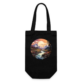 Landscape - Illustration - Gift Bag for Bottles - black - Front