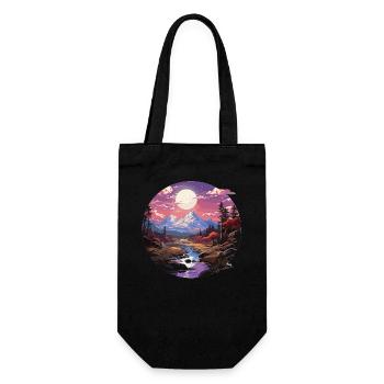 Landscape - Illustration - Gift Bag for Bottles - black - Front