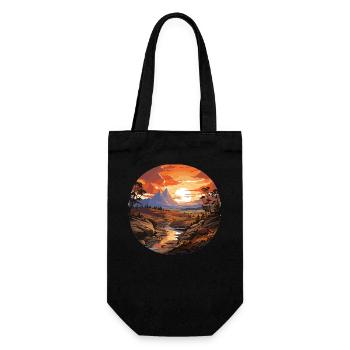Landscape - Illustration - Gift Bag for Bottles - black - Front
