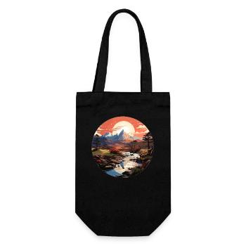 Landscape - Illustration - Gift Bag for Bottles - black - Front