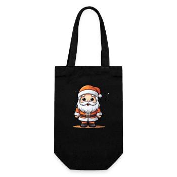 Weihnachtsmann Design - Kawaii Style - Geschenkbeutel für Flaschen - Schwarz - Vorne