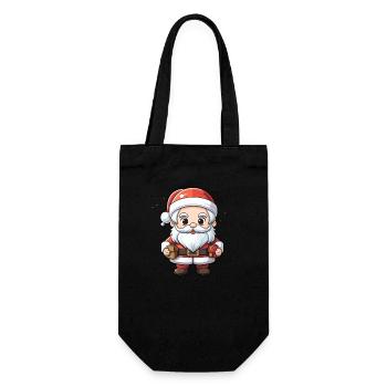 Weihnachtsmann Design - Kawaii Style - Geschenkbeutel für Flaschen - Schwarz - Vorne