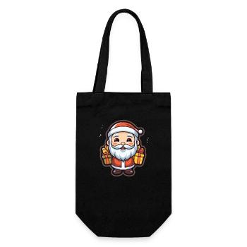 Weihnachtsmann Design - Kawaii Style - Geschenkbeutel für Flaschen - Schwarz - Vorne
