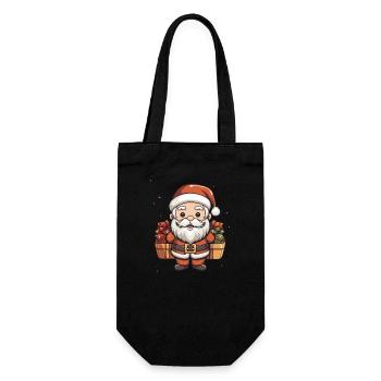 Weihnachtsmann Design - Kawaii Style - Geschenkbeutel für Flaschen - Schwarz - Vorne
