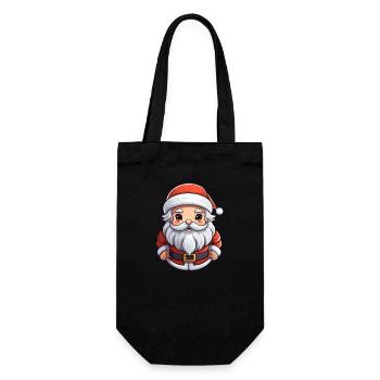 Weihnachtsmann Design - Kawaii Style - Geschenkbeutel für Flaschen - Schwarz - Vorne