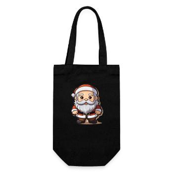 Weihnachtsmann Design - Kawaii Style - Geschenkbeutel für Flaschen - Schwarz - Vorne