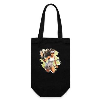 Tennis Spielerin - Illustration - Geschenkbeutel für Flaschen - Schwarz - Vorne