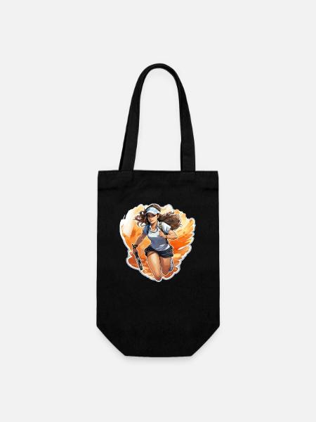 Tennis Spielerin - Illustration - Geschenkbeutel für Flaschen - Schwarz