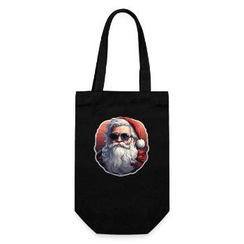 Weihnachtsmann - Illustration - Geschenkbeutel für Flaschen - Schwarz - Vorne