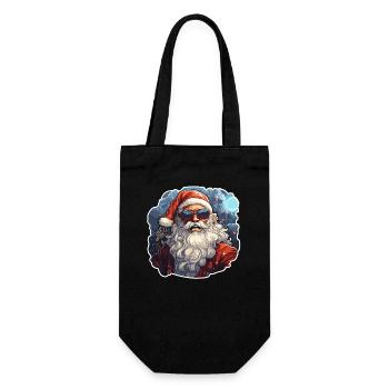 Weihnachtsmann - Illustration - Geschenkbeutel für Flaschen - Schwarz - Vorne