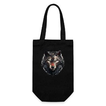 Wolf - Illustration - Geschenkbeutel für Flaschen - Schwarz - Vorne