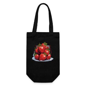 Strawberry - illustration - Gift Bag for Bottles - black - Front