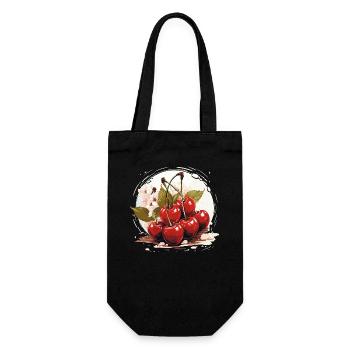 Cherry - illustration - Gift Bag for Bottles - black - Front