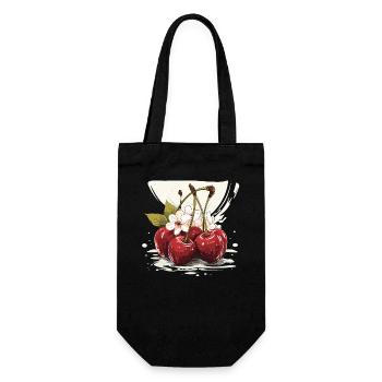 Cherry - illustration - Gift Bag for Bottles - black - Front