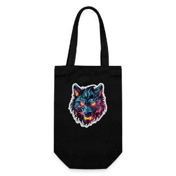 Wolf - Illustration - Geschenkbeutel für Flaschen - Schwarz - Vorne