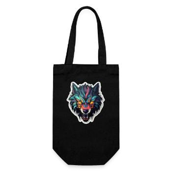 Wolf - Illustration - Geschenkbeutel für Flaschen - Schwarz - Vorne