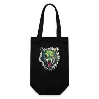 Wolf - Illustration - Geschenkbeutel für Flaschen - Schwarz - Vorne