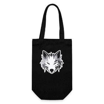 Wolf - Illustration - Geschenkbeutel für Flaschen - Schwarz - Vorne