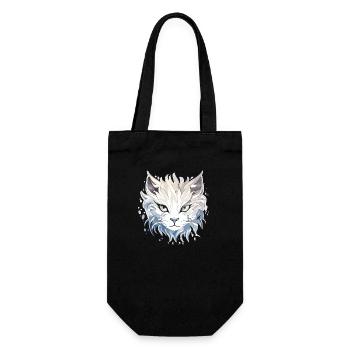 Katze - Illustration - Geschenkbeutel für Flaschen - Schwarz - Vorne