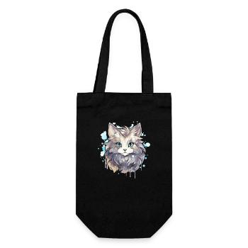 Katze - Illustration - Geschenkbeutel für Flaschen - Schwarz - Vorne
