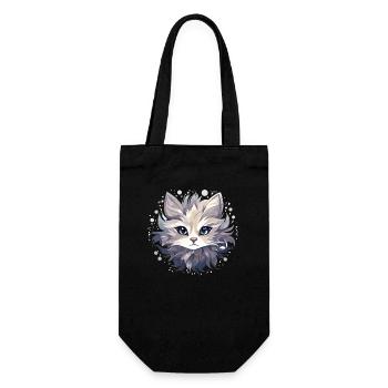 Katze - Illustration - Geschenkbeutel für Flaschen - Schwarz - Vorne