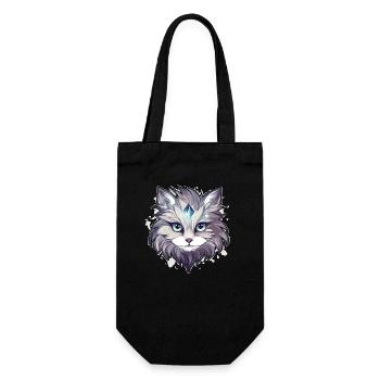 Katze - Illustration - Geschenkbeutel für Flaschen - Schwarz - Vorne
